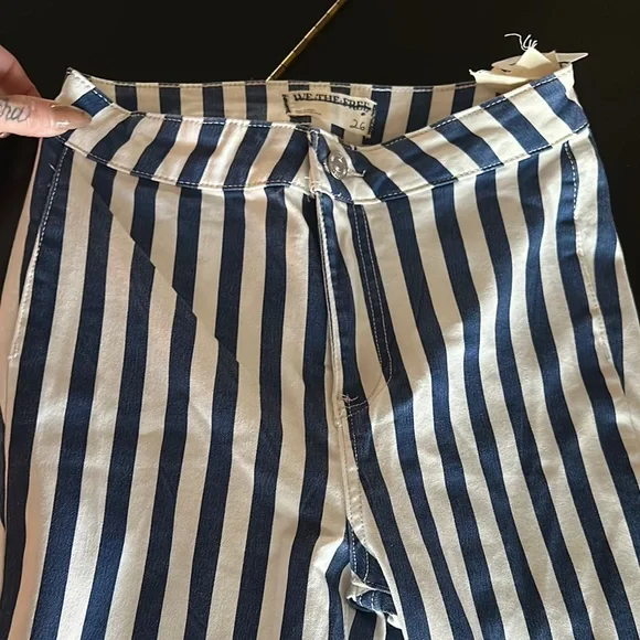 We the free Striped Flare Pants in Blue and White - Picture 5 of 8